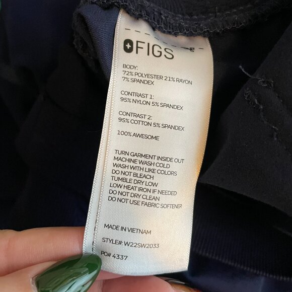 Figs Women Maternity M Navy Blue Yola Scrub Pants Belly Band Pockets Stretch - Picture 8 of 8